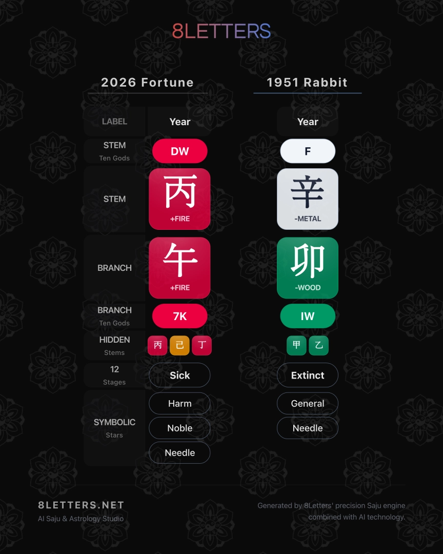 1951 Rabbit Zodiac 2026 Horoscope – A Year of Fire and Balance