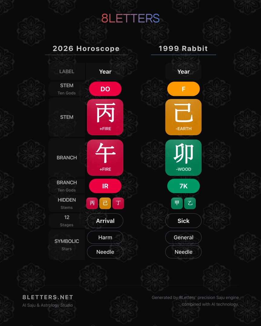 1999 Rabbit Zodiac 2026 Horoscope – A Year of Fire and Transformation